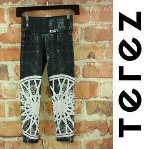 TEREZ for SOULCYCLE Printed Performance Capri Legging Womens XS Black Wheel $88
